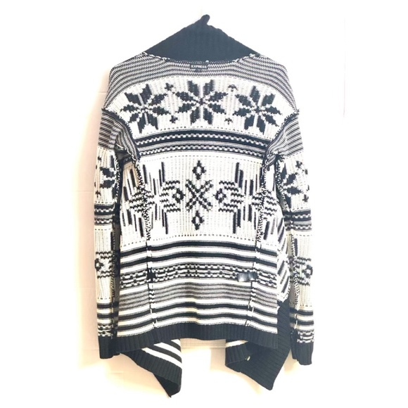Express Merino Wool Sz: S/P Snowflake Cardigan Waterfall Open-Front Sweater - Picture 5 of 6